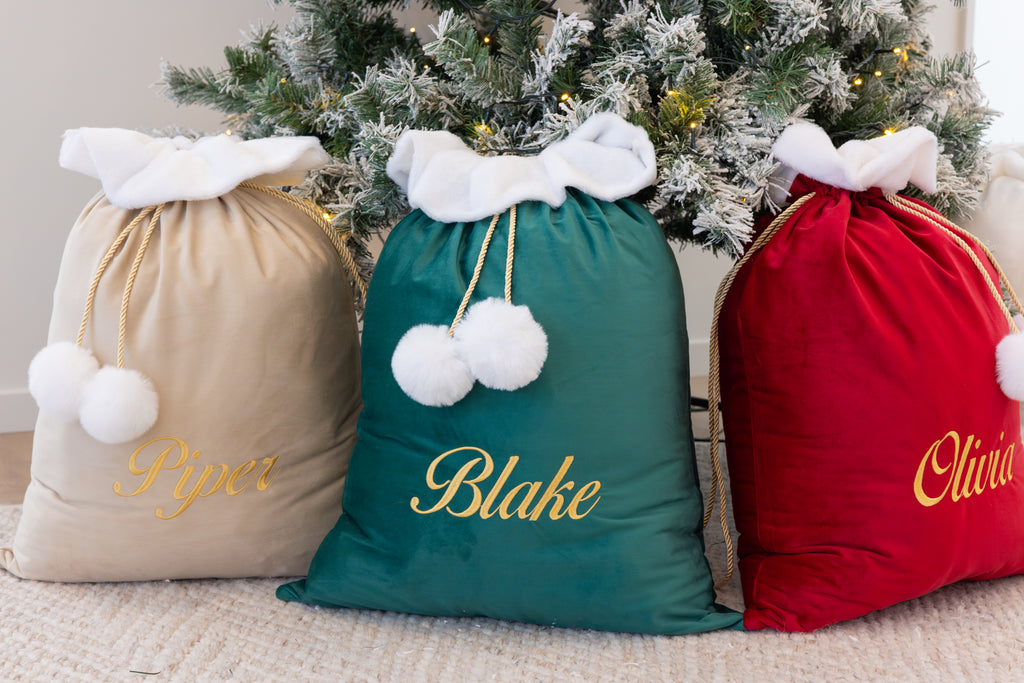 embroidered santa sacks