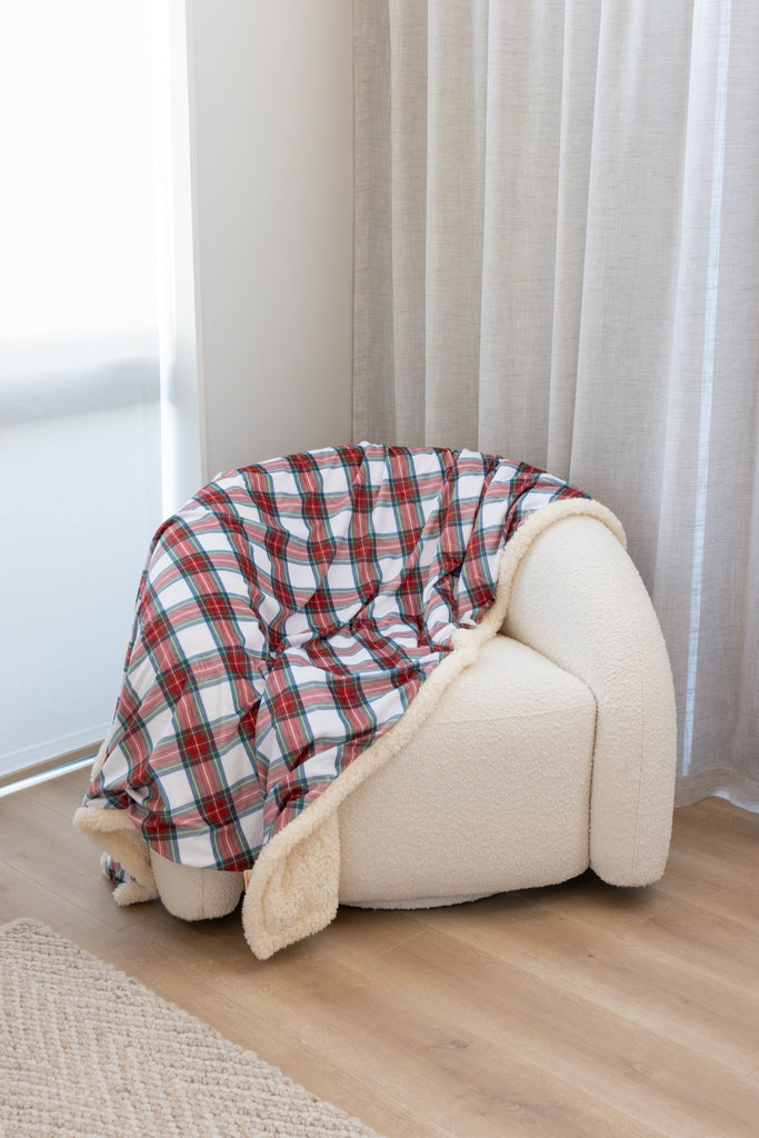White Plaid Christmas Blanket