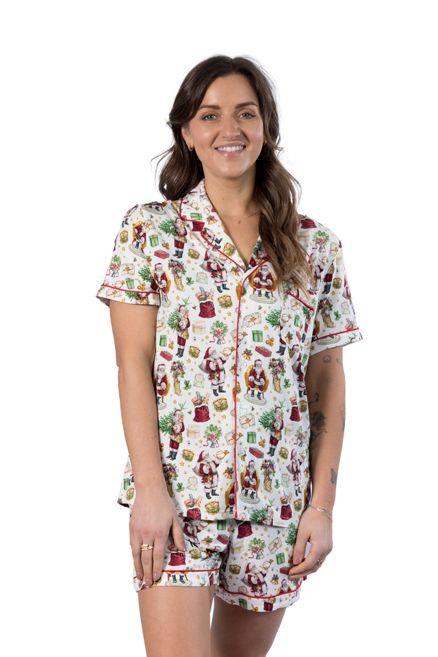 Women's Luxe Bamboo Traditional Santa Christmas Pyjamas