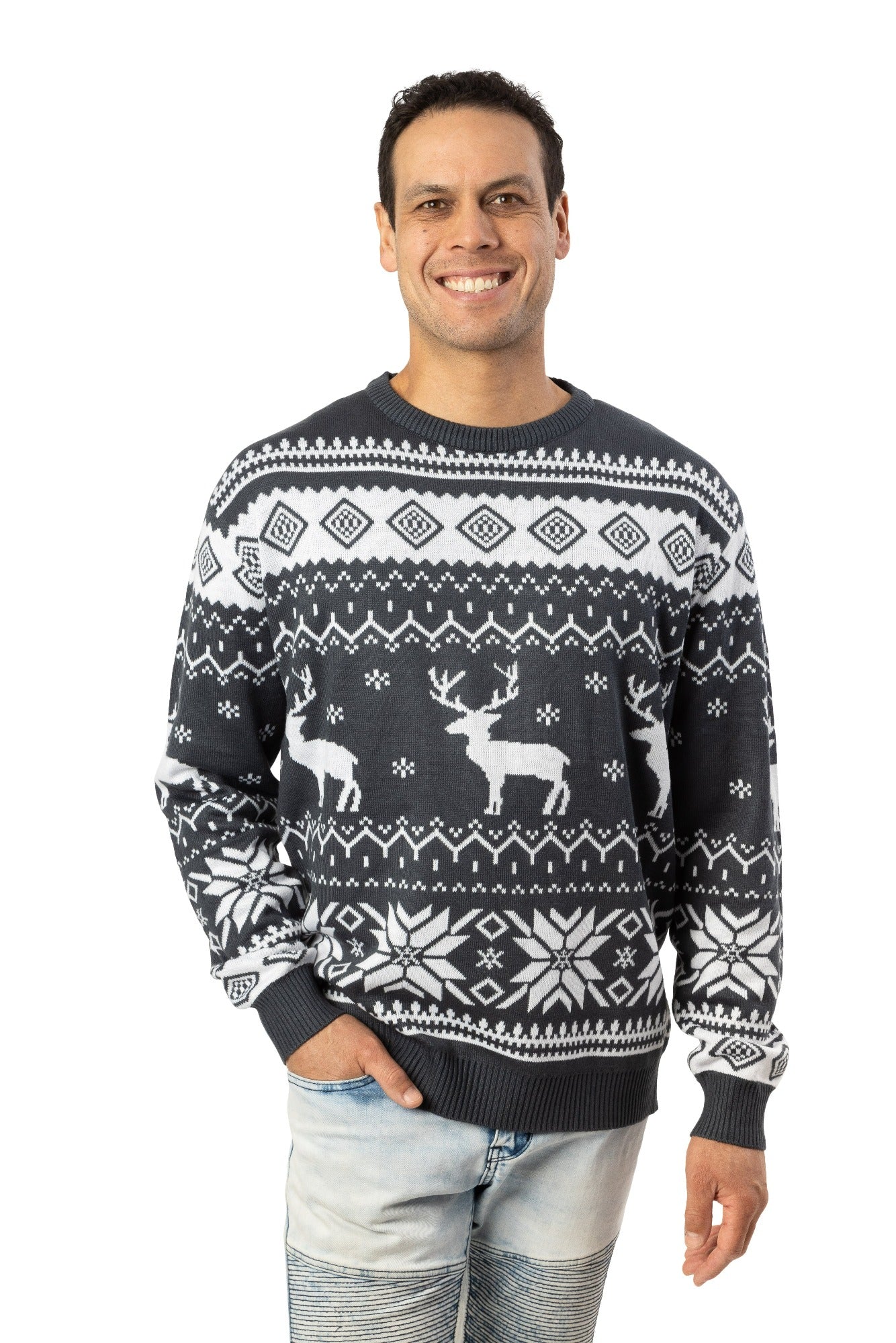 Mens Grey And Christmas Jumpers Boohoo Christmas Jumper Half Zip